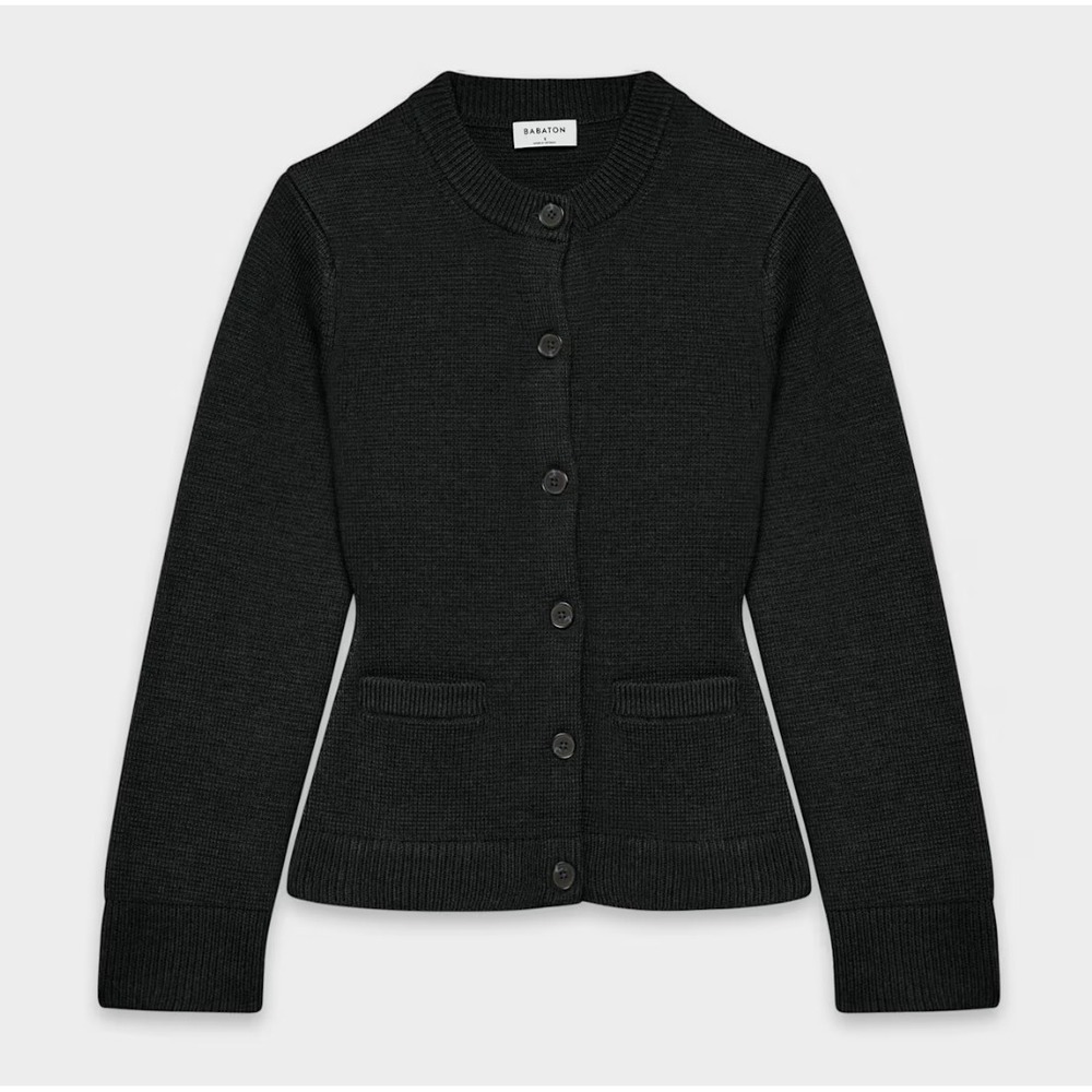 Aritzia Babaton Meraki Merino‎ Wool Cardigan Black Sweater 2XS Extra Small